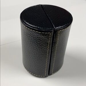 Bey-Berk Small Black Leather Cylinder Jewelry Box